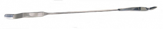 Микрошпатель двухсторонний закруглённый/заострённый, длина 194 мм, лопатка 51×8 мм, диаметр ручки 4 мм, никель