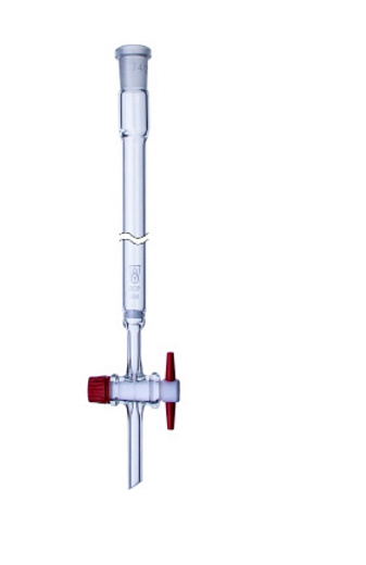 Колонка хроматографическая пустая, с тефлоновым краном, с фильтром пористостью 40, термостойское стекло, длина 680 мм, шлиф 45/40, Россия