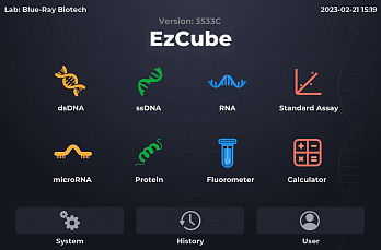 Флуориметр, EzCube, Blue-Ray Biotech (интерфейс)