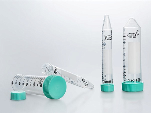 Пробирки 15 мл, ПП, резьбовые, конические, с плоской крышкой, стерильные, 12000 g, бумажный штатив, 25 шт./штат., 500 шт./кор., Jet Biofil