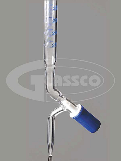 Бюретка 100 мл, ц.д. 0,2 мл, класс AS, тип 2, исп. 1, с прямым игольчатым тефлоновым краном, сертиф., 1 шт., Glassco