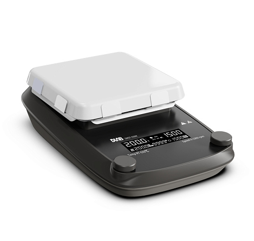 Мешалка магнитная, объём по воде 20 л, платформа 184×184 мм, нагрев до 550 °С, 50-1500 об/мин, датчик PT1000, штатив, DMS7-550M package, DLab, Китай