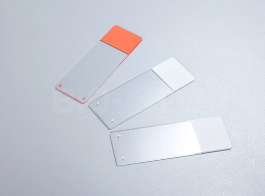 Стекло предметное, 26×76×1 мм, шлиф. кр. 45°, положительно заряженное, розовое поле для маркировки, 50 шт./уп., 50 уп./кор.