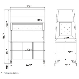 Бокс (шкаф) биологической безопасности, защита продукта, вертикальный поток, ширина рабочей поверхности 120 см, БАВнп-01-