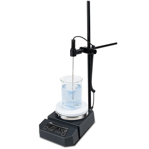 Мешалка магнитная, объём по воде 5 л, d платформы 135 мм, нагрев до 280 °С, 50-1500 об/мин, датчик PT1000, штатив, DMS5-280 package, DLab, Китай