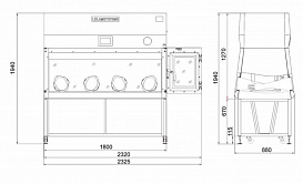 Бокс (шкаф) биологической безопасности, класс III, вертикальный поток, ширина рабочей поверхности 180 см,  БМБ-III-«Ламинар-С»-1,8 PROTECT VIS-A-VIS