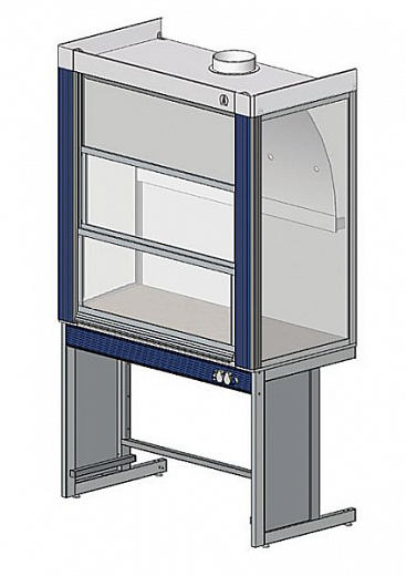 Шкаф вытяжной общего назначения, ширина 120 см, глубина 70 см, корпус – металл, столешница – монолитный пластик Trespa, 2 подъемных экрана