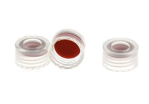 Крышка прозрачная, 11 мм с септой Red PTFE/W hite Silicone/ Red PTFE , толщина 1 мм, 100 шт./уп.