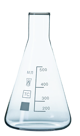 Колба Эрленмейера 100 мл, БС, узкое горло, 1 шт., Россия