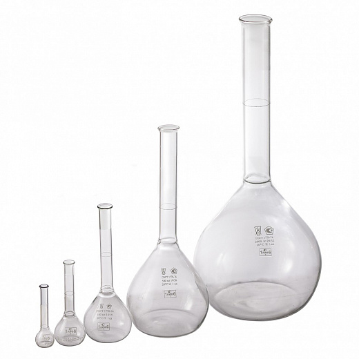 Колба мерная, 5 мл, класс 1, d горла 6-10 мм, БС, с одной отметкой, исполнения 1, 1 шт./уп.