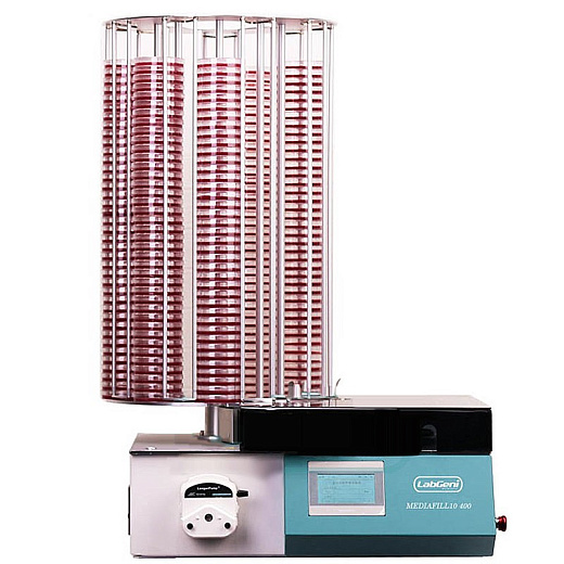 Разливочная станция до 280 чашек Петри 90 и 60 мм (опция), 400 чашек в час, Mediafill10 400, LabGeni, Китай