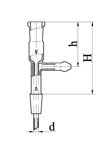 Аллонж прямой с отводом, 29/32-14/23, схема