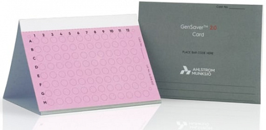 Карта GenSaver Color 2.0, слюна, моча, плазма, клетки буккального эпителия, хранение более 22 лет, до 125 мкл, 4 места, с пропиткой защищающей от роста грибов, плесени, бактерий и дрожжей, 100 шт/уп