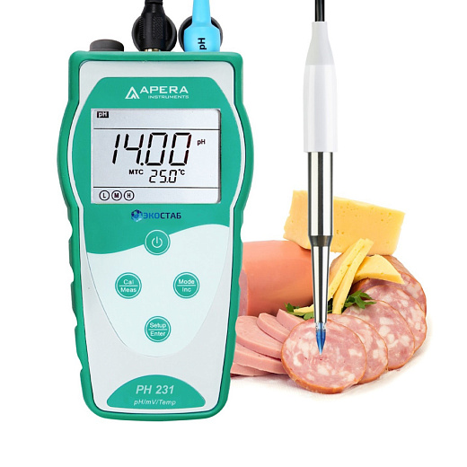 рН-метр, 0-14±0,01, портативный, электрод LabSen 753, PH231SS, серия 230, для полутвердых образцов, Apera Instruments