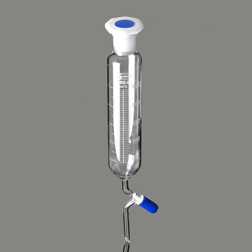 Воронка капельная, 50 мл, цилиндрическая, шлиф 29/32, запорный игольчатый клапан, пробка ПП, 1 шт./уп., Glassco