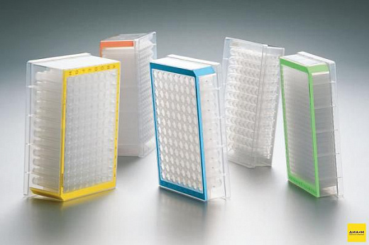 Планшет глубоколуночный, 96/1000, Protein LoBind, желтая рамка, 20 шт.