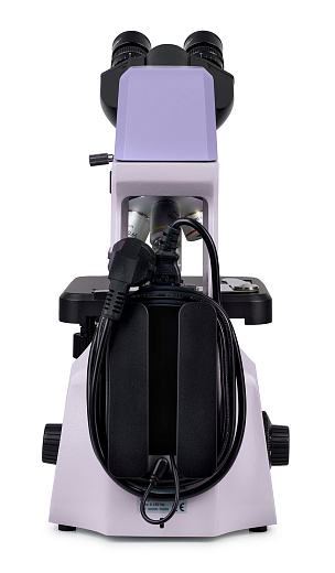 Микроскоп Magus Bio 240B, прямой, бинокуляр/тринокуляр, СП, планахромат 4×, 10×, 40×, 100× (вид сзади)